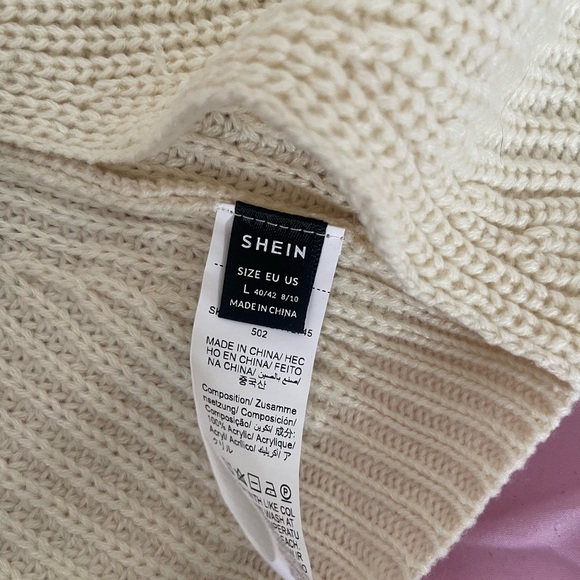 SHEIN Cream Shrug Sweater with Ribbed Knit Texture - Picture 4 of 4